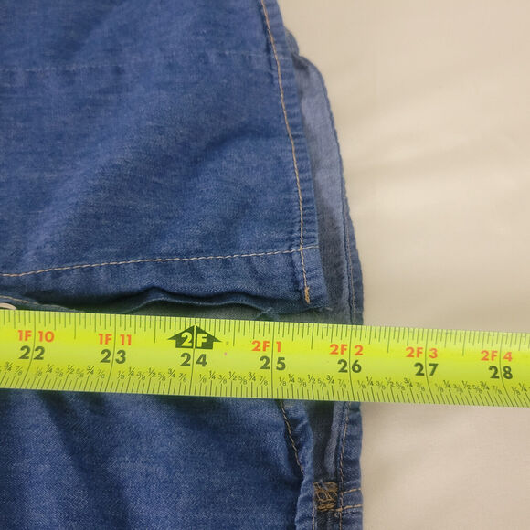 Cotton Express Shirt Womens Large Petite Blue Top Chambray Roll Tab‎ Button Up - Picture 3 of 15